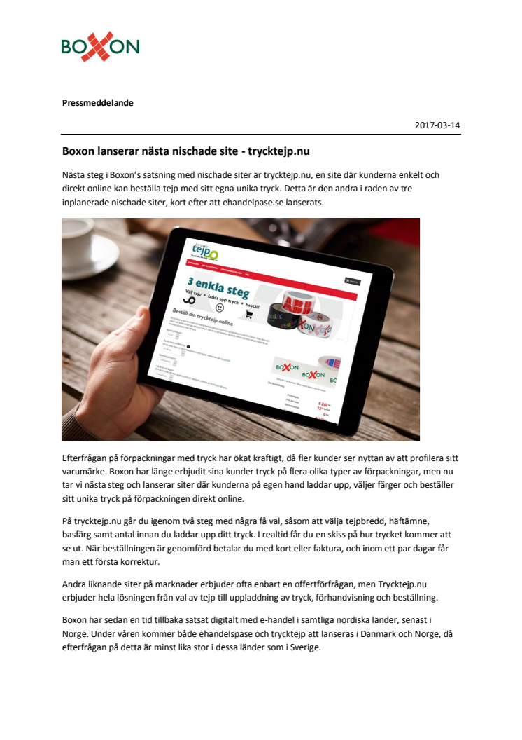 Boxon lanserar nästa nischade site - trycktejp.nu