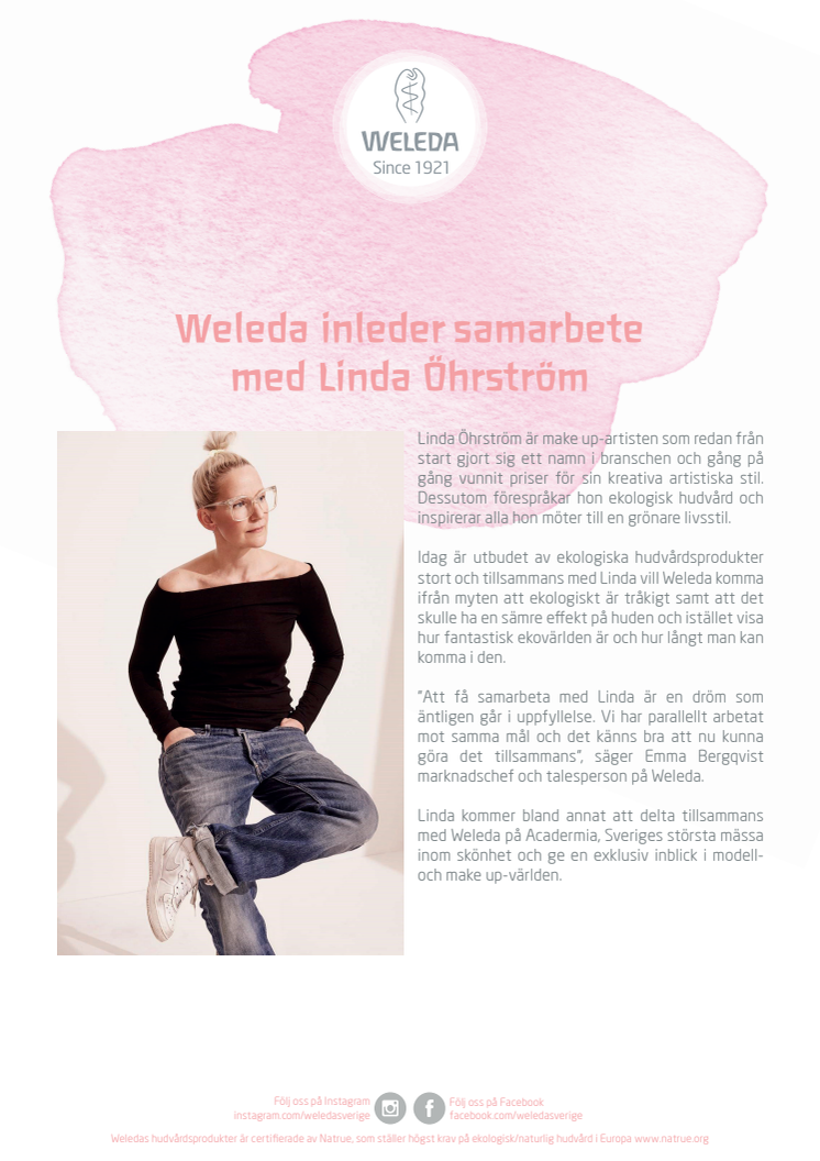 Weleda inleder samarbete med Linda Öhrström