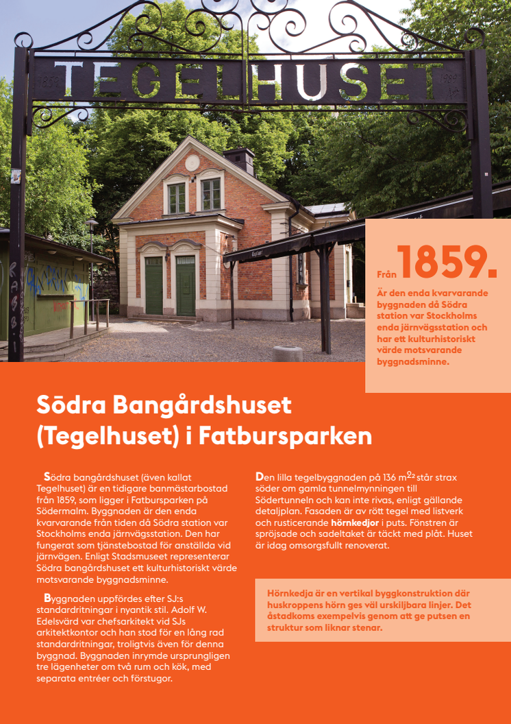 FLYER: Södra Bangårdshuset (Tegelhuset) i Fatbursparken