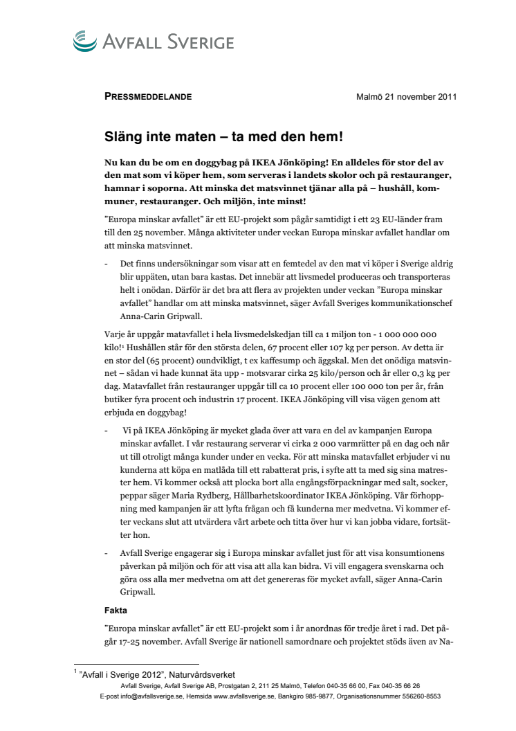 Släng inte maten – ta med den hem!