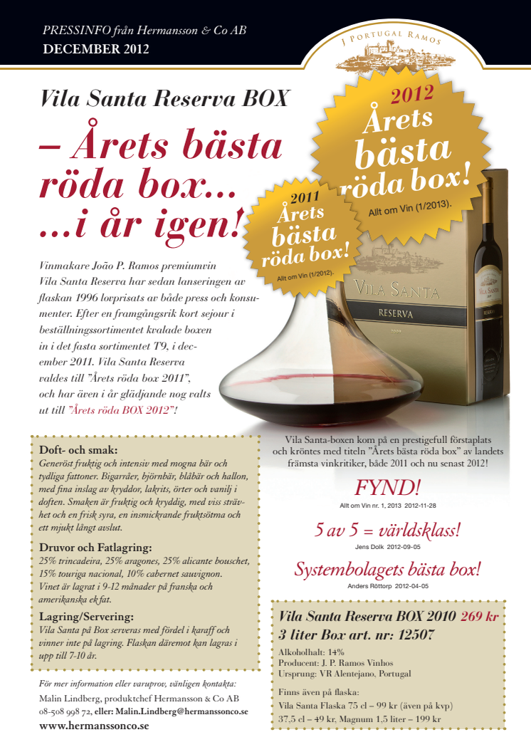 Vila Santa Reserva BOX - Årets bästa röda box, i år igen!