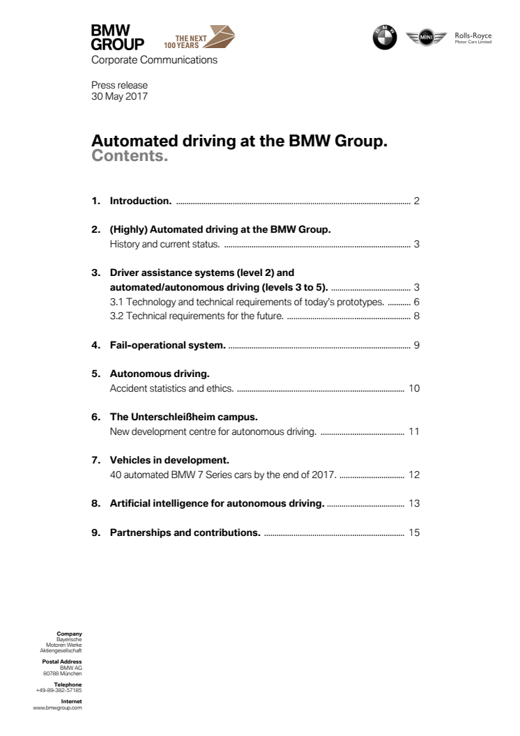 Automated driving at the BMW Group