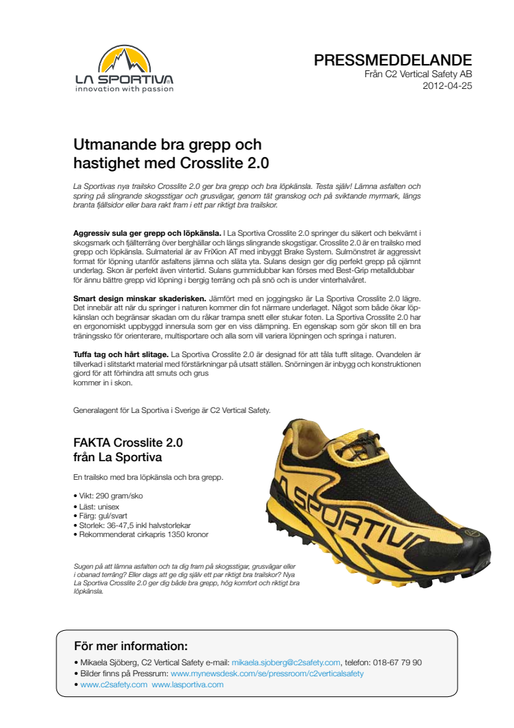 Utmanande bra grepp och hastighet med La Sportiva Crosslite 2.0