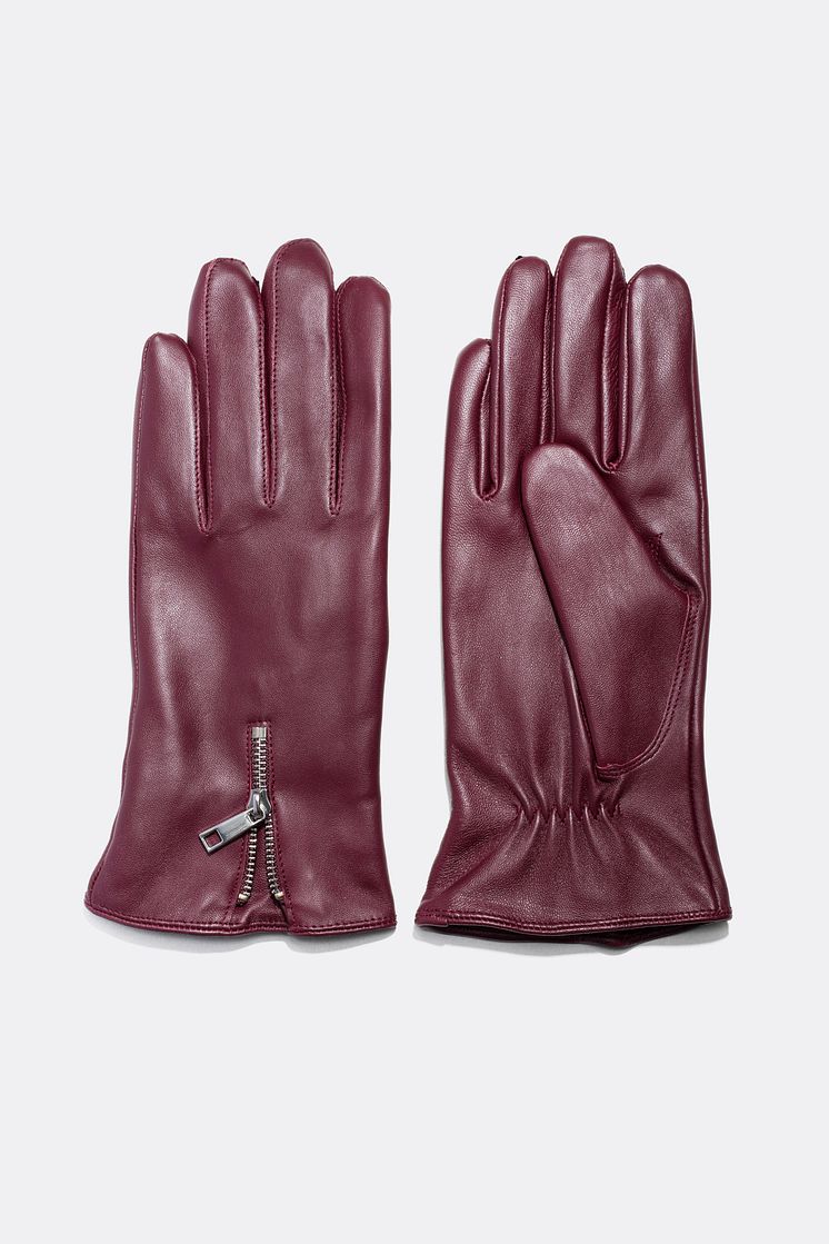 Leather gloves with zipper detail