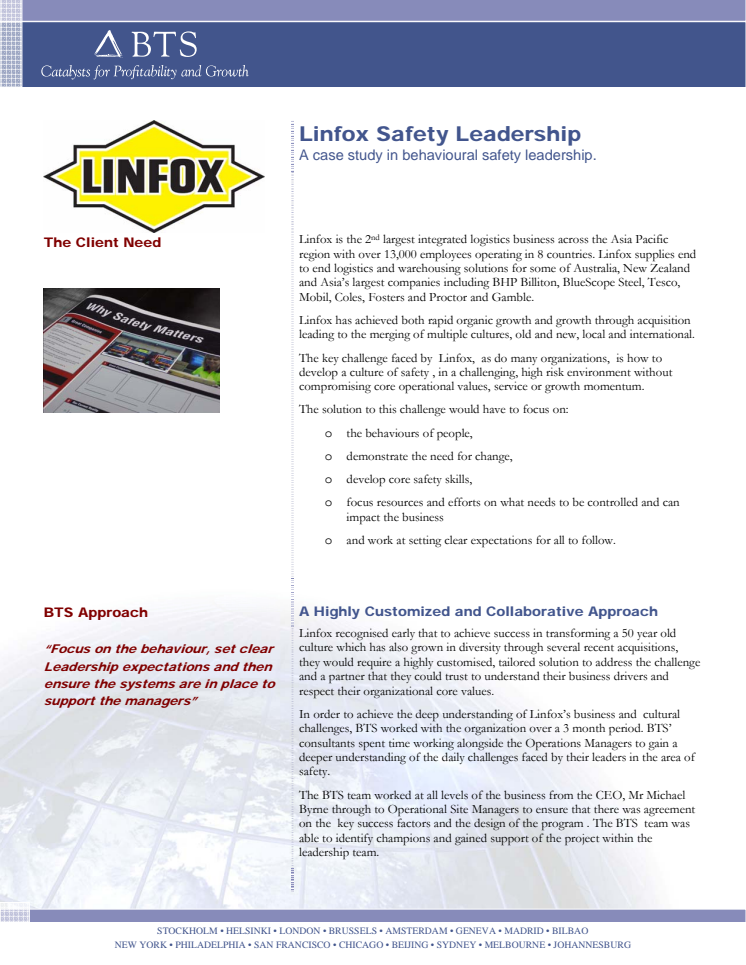 BTS Group AB Customer Case Study - Linfox