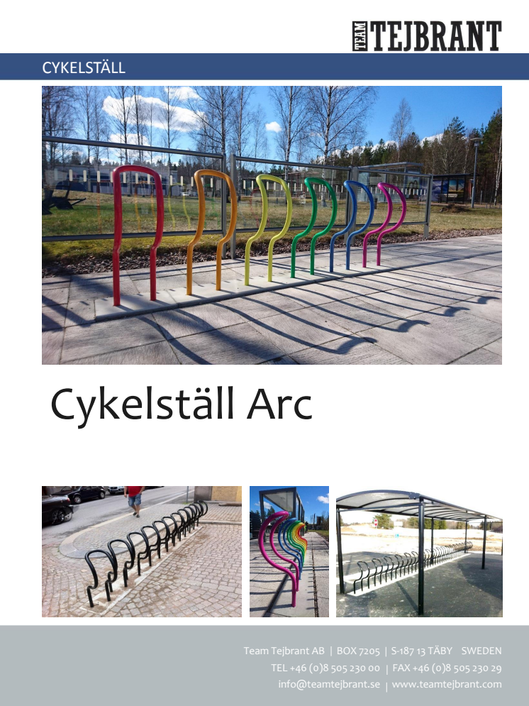 Produktblad Cykelställ Arc