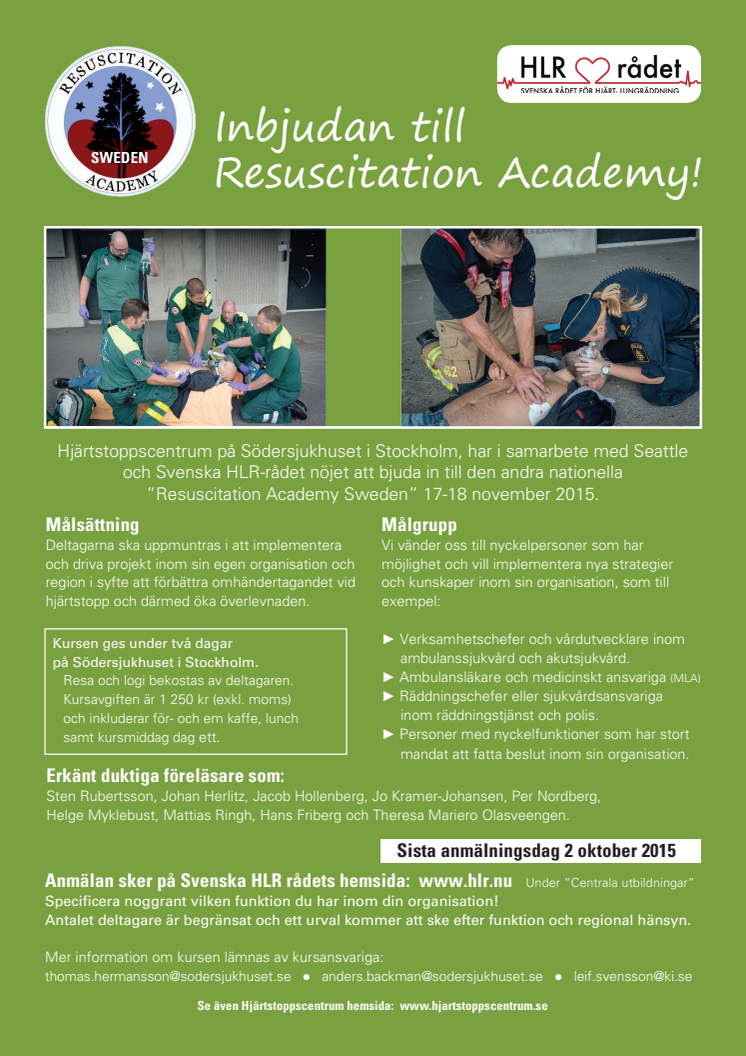 Resuscitation academy 17-18 November 2015