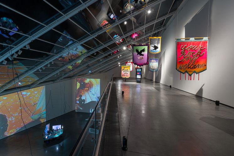 Installation view, The Deep West Assembly, Cauleen Smith. Astrup Fearnley Museet, 2024. Photo: Christian Øen.