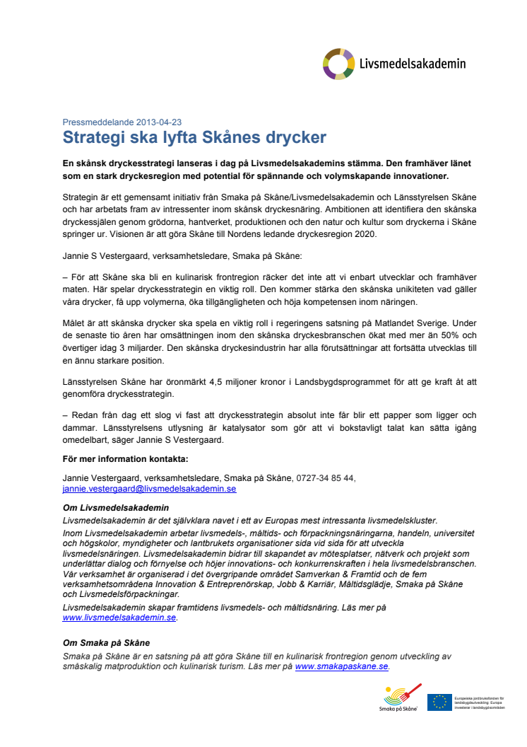 Strategi ska lyfta Skånes drycker