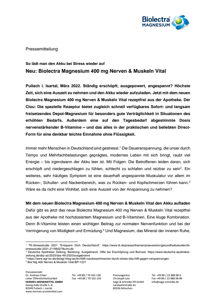 Pressemitteilung - Biolectra Magnesium - Neu Biolectra Magnesium 400 mg Nerven und Muskeln Vital.pdf