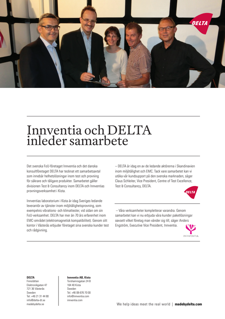 Innventia och DELTA inleder samarbete