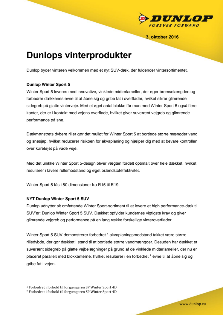 Dunlops vinterprodukter