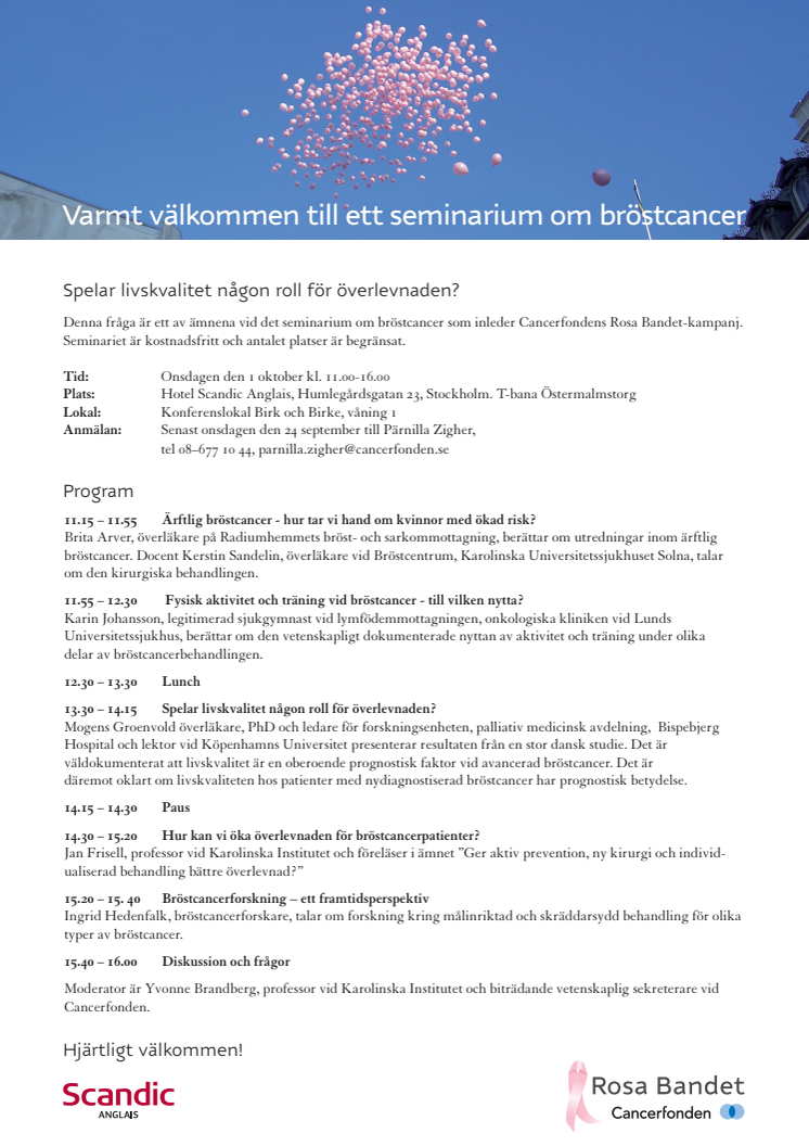 Detaljerat program seminarium 1 oktober