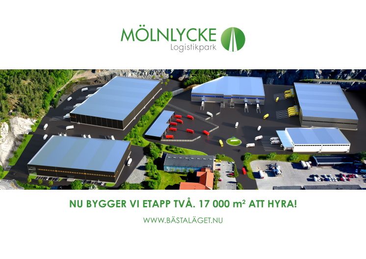 Nu bygger vi Mölnlycke Logistikpark etapp två. 17 000 m2 att hyra!