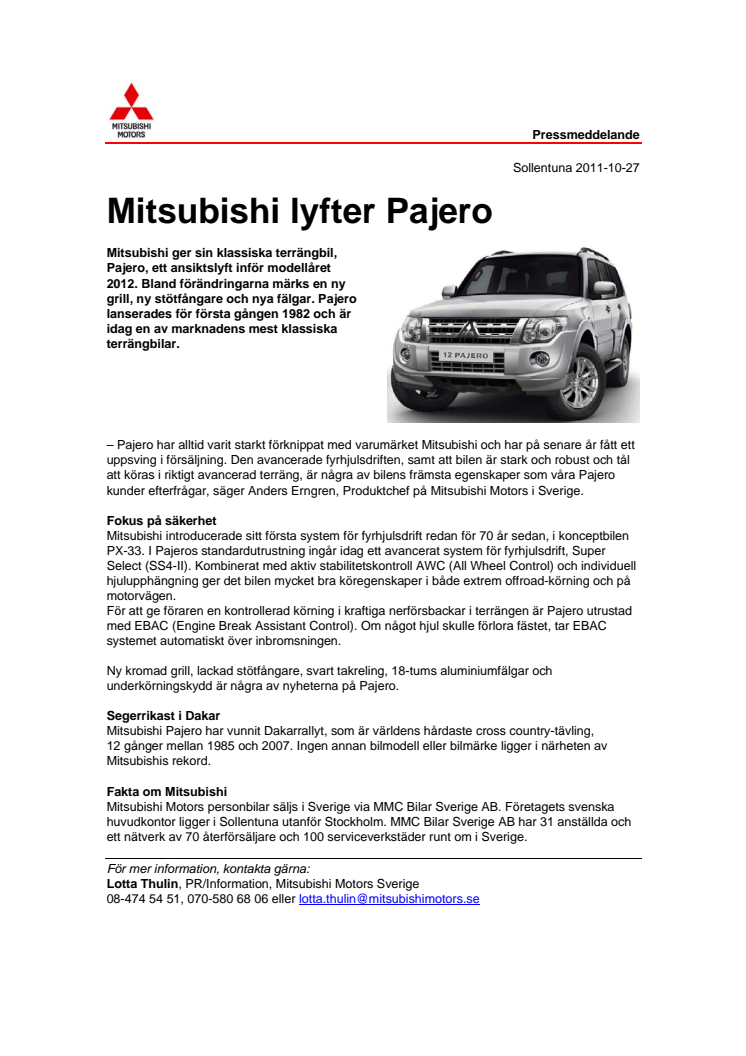 Mitsubishi lyfter Pajero