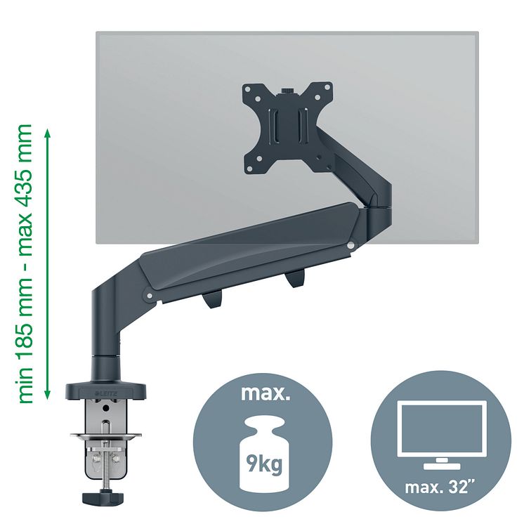 Leitz enkel monitor arm dimensioner