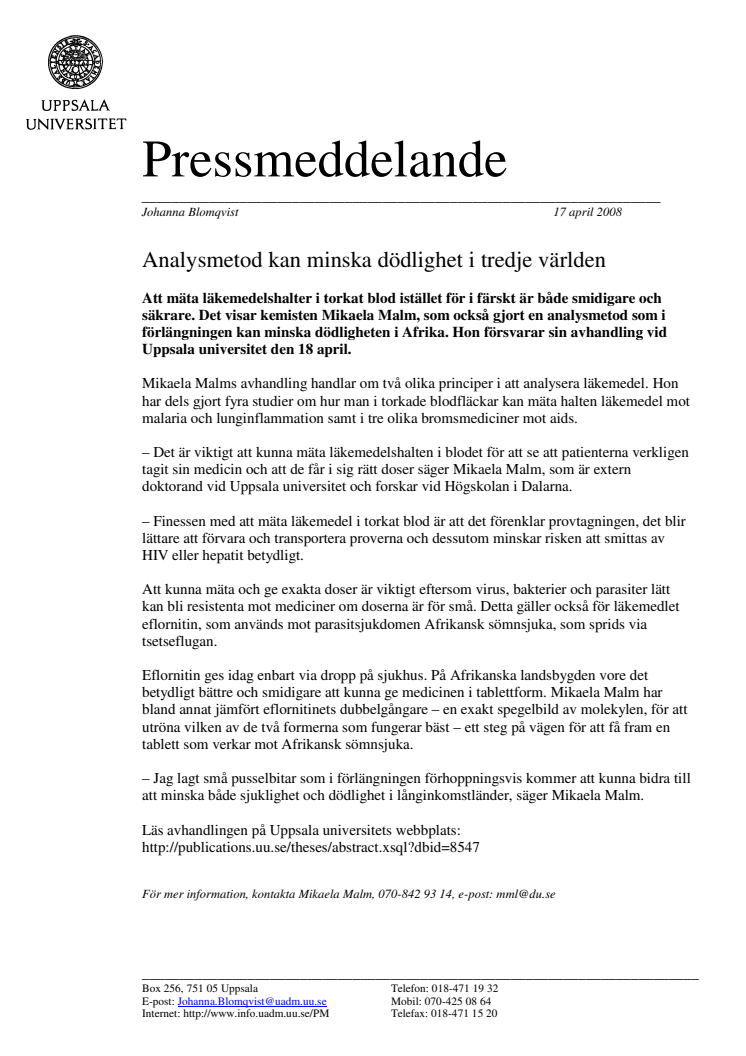 Analysmetod kan minska dödlighet i tredje världen