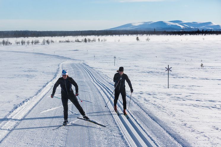 Längdskidåkare på fjället