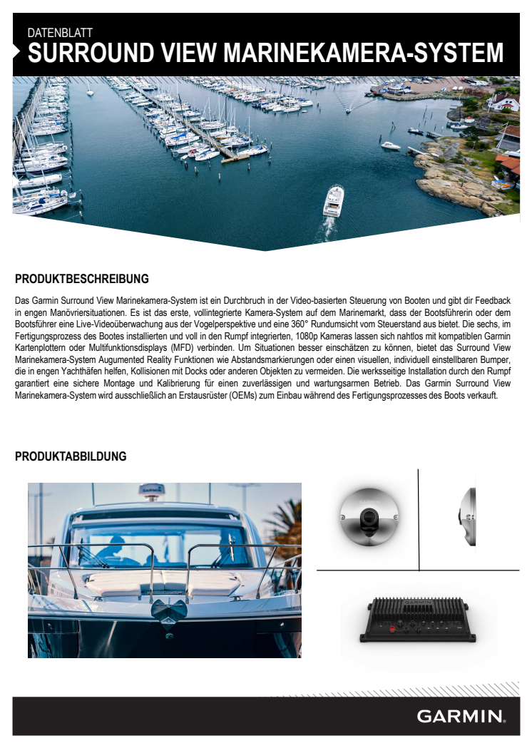 DATA SHEET Garmin SURROUND VIEW Marinekamera-System