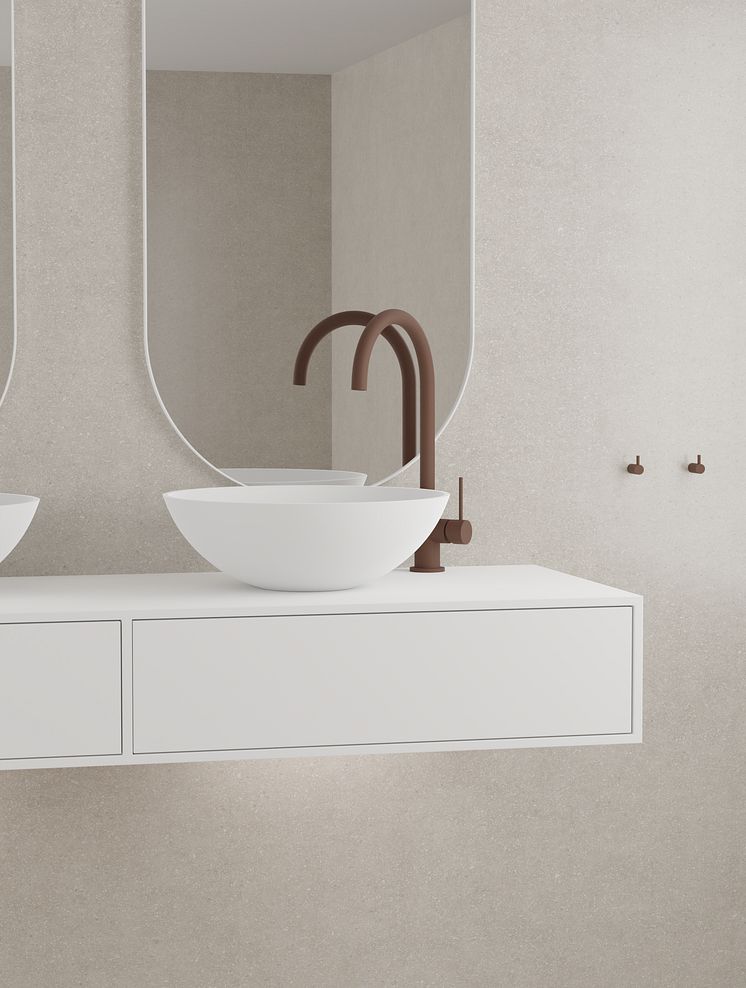 Primy Blandare Equip Rust 32120, Scandtap Tvättställ Solid R1 46001 & Spegel Solid M1 46201 & Badrumsinredning Solid S1400 46254