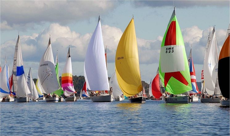 Tjörn Runt spinnaker i sol foto Åke Fredriksson