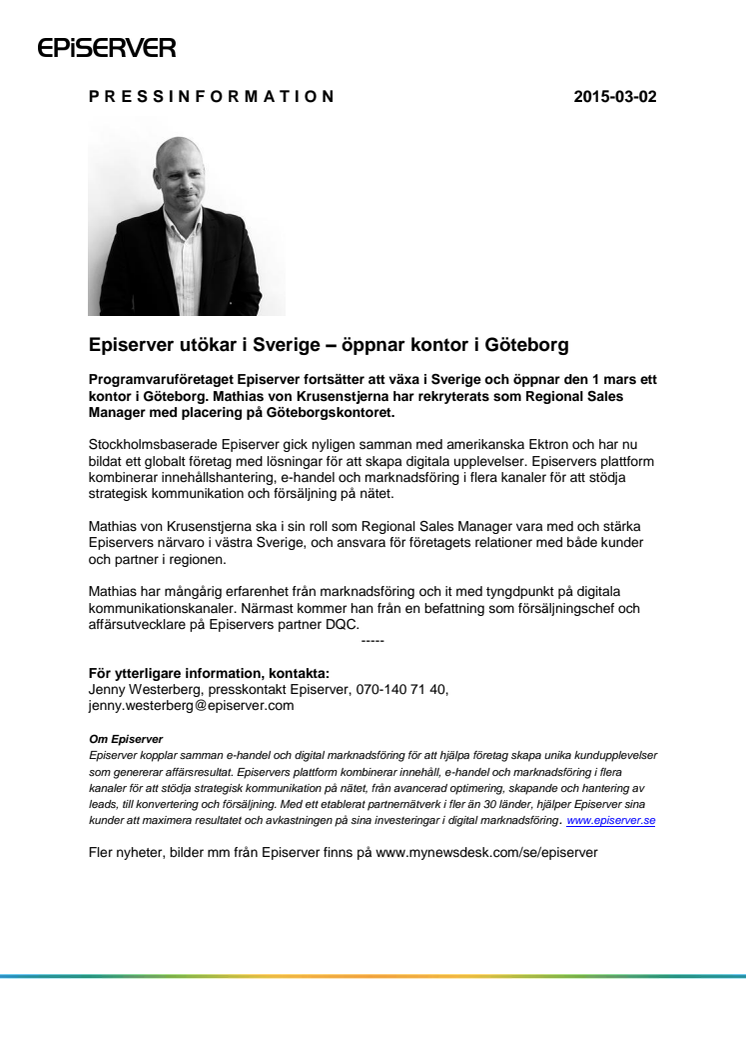 Episerver utökar i Sverige – öppnar kontor i Göteborg