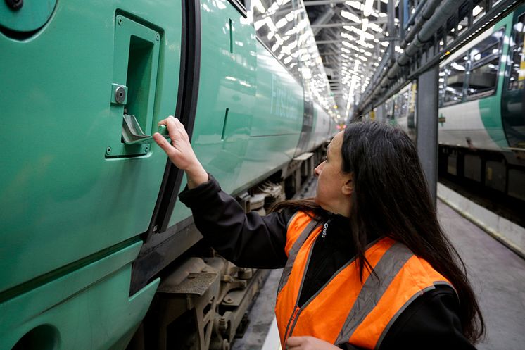 Randa gets to grips with a train in one of Southern's depots