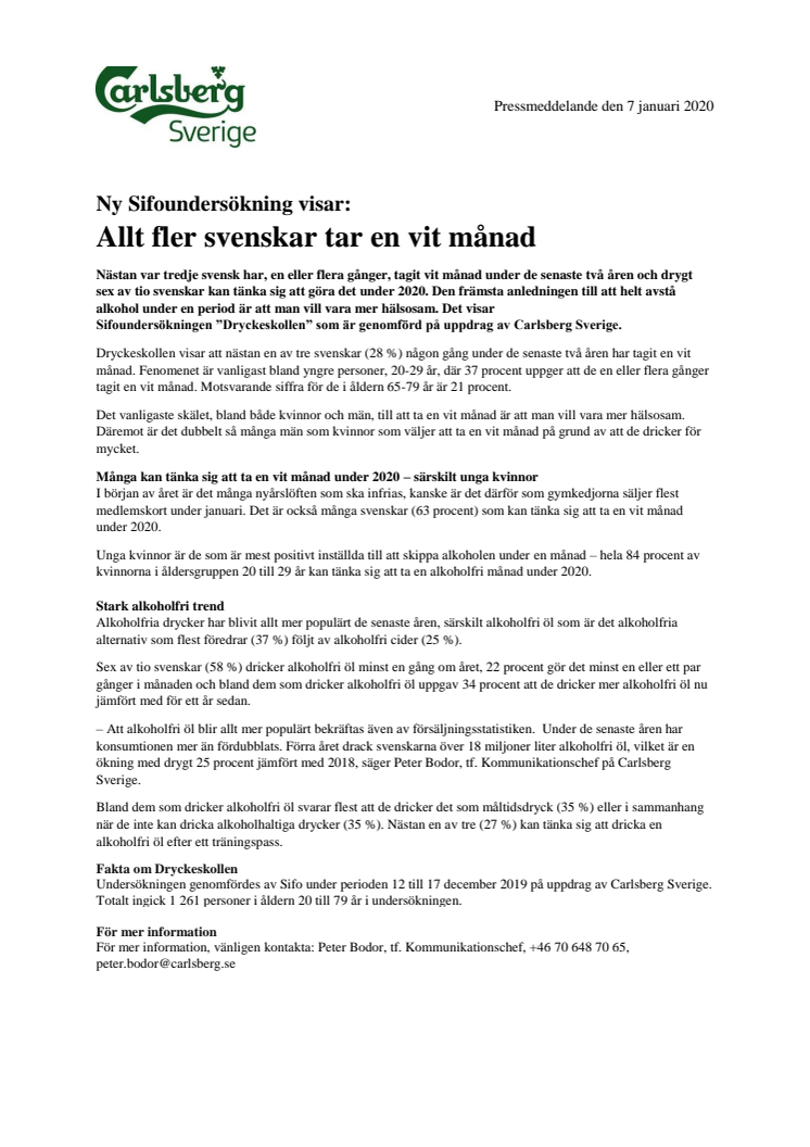 Allt fler svenskar tar en vit månad