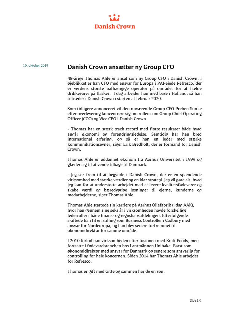 Danish Crown ansætter ny Group CFO