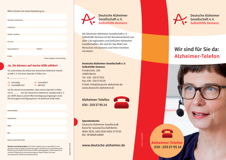 Flyer Alzheimer-Telefon