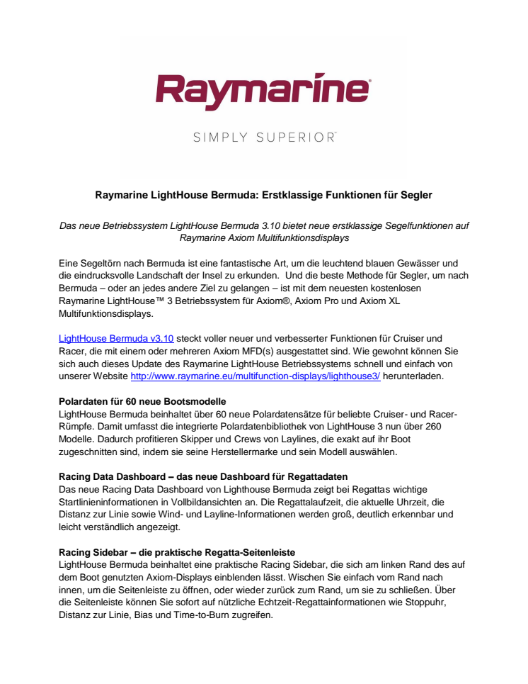 Raymarine LightHouse Bermuda: Erstklassige Funktionen für Segler