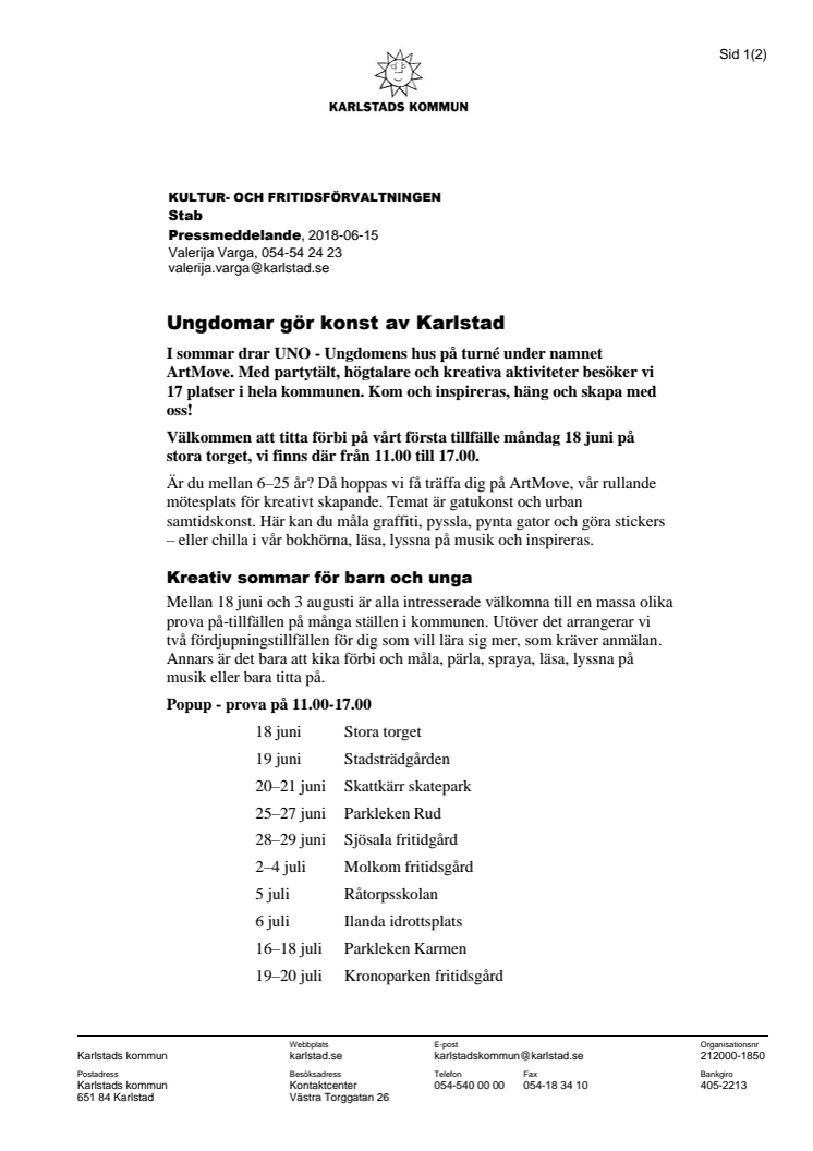 Ungdomar gör konst av Karlstad