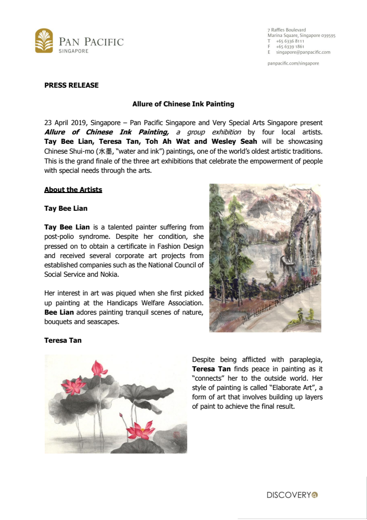 Allure of Chinese Ink Painting by VSA Singapore at Pan Pacific Singapore's Public Art Space