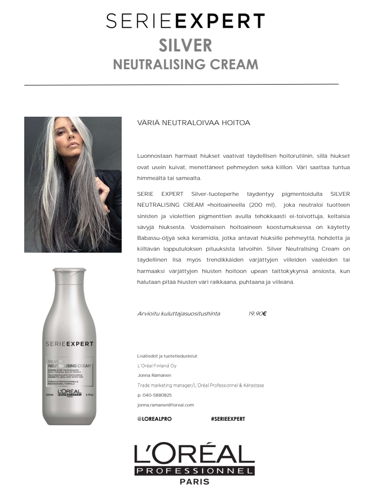 Serie Expert SILVER -hoitoaine L'Oréal Professionnelilta