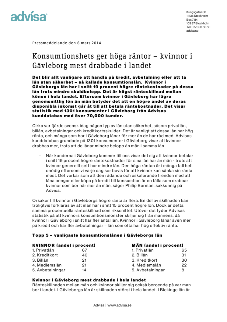 Konsumtionshets ger höga räntor – kvinnor i Gävleborg mest drabbade i landet