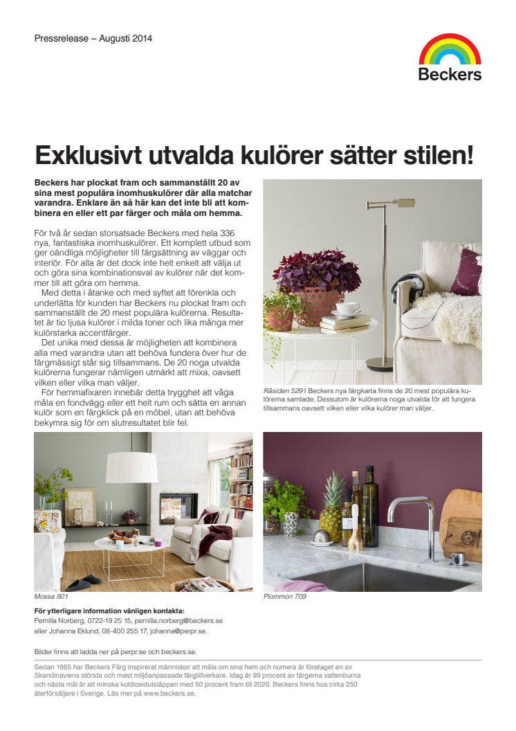 Beckers – Exklusivt utvalda kulörer sätter stilen!
