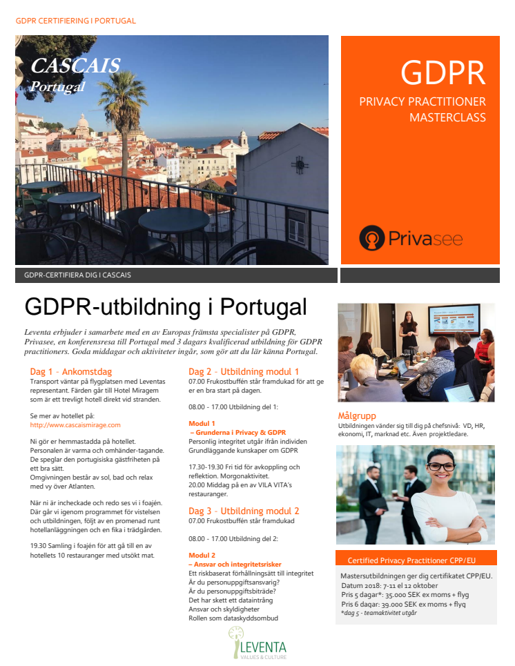 GDPR-utbildning Cascais Lissabon