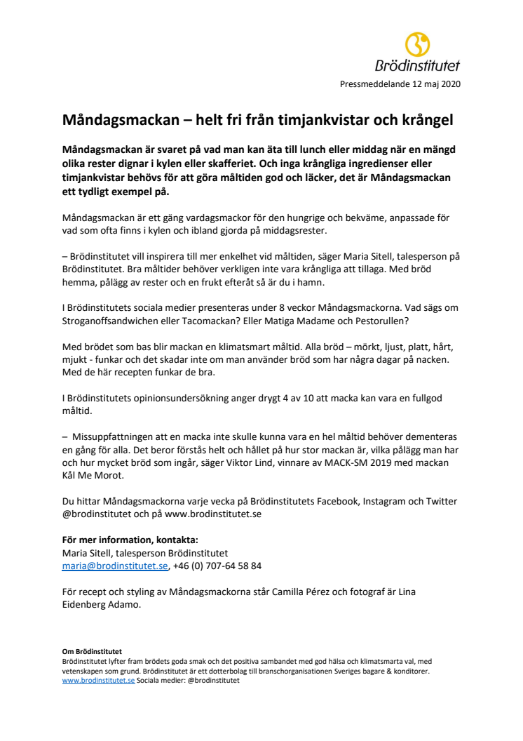 Måndagsmackan – helt fri från timjankvistar och krångel