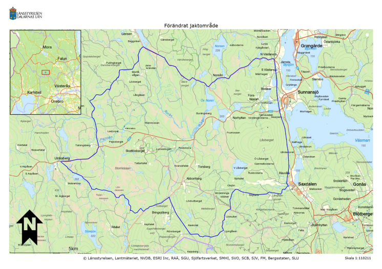 Karta jaktområde Lövsjöreviret 8 januari 