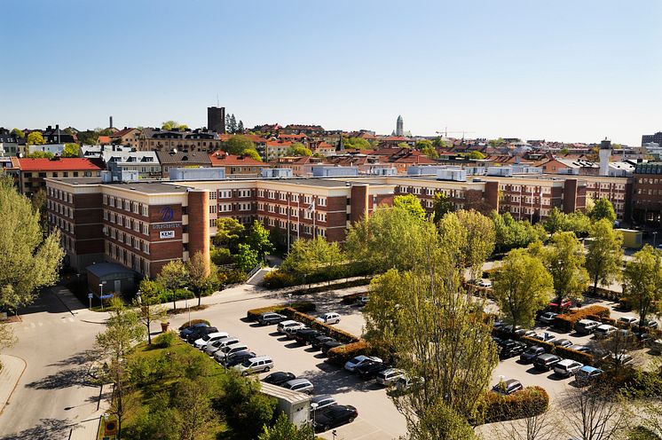 Översikt över Diligentias fastighet på Esplanaden i Sundbyberg