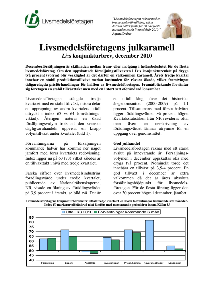 Livsmedelsproducenterna räknar med ökad julförsäljning 