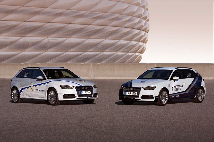 Audi A3 Sportback e-tron cars to advertise the Audi Cup - Real Madrid and Tottenham