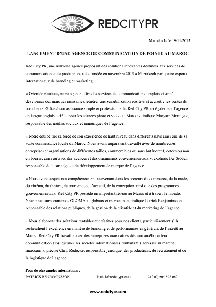 LANCEMENT D’UNE AGENCE DE COMMUNICATION DE POINTE AU MAROC