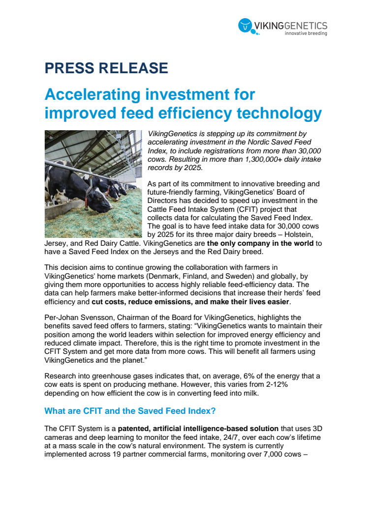 Accelerating investment for improved feed efficiency technology