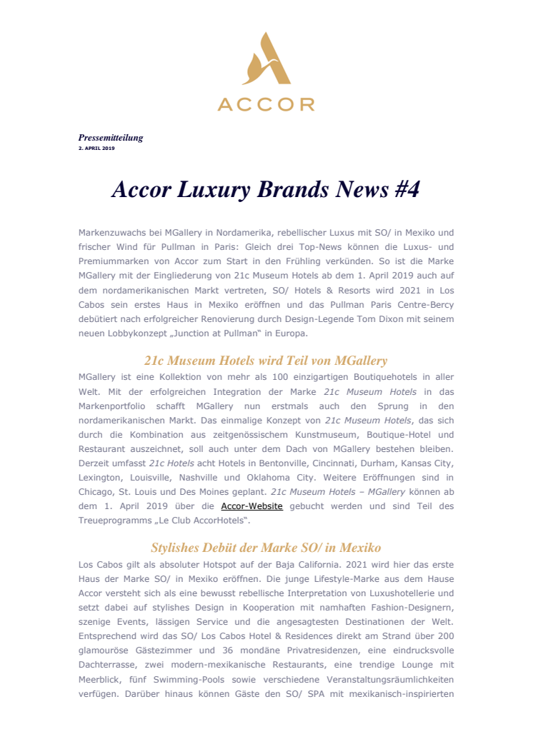 Accor Luxury Brands News #4