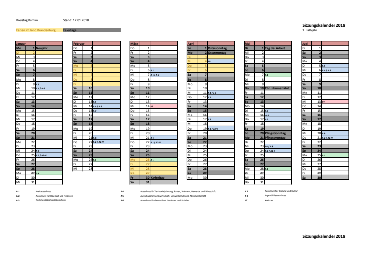 Sitzungskalender 2018