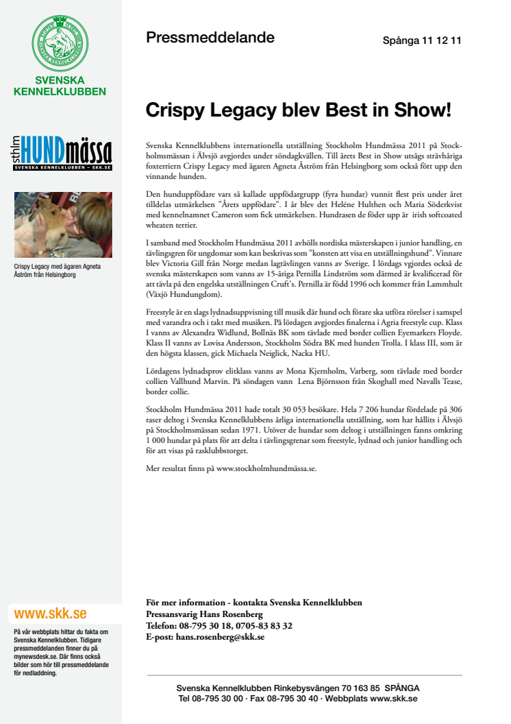 Crispy Legacy blev Best in Show