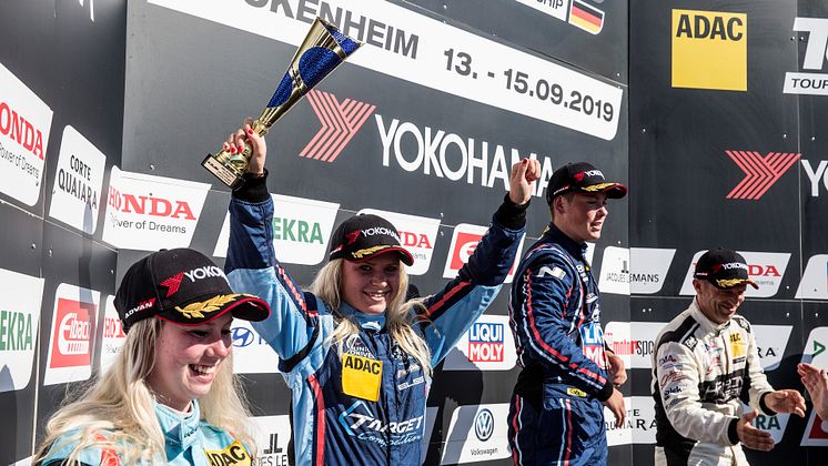 Jessica Bäckman at the podium, TCR Germany Hockenheim 2019