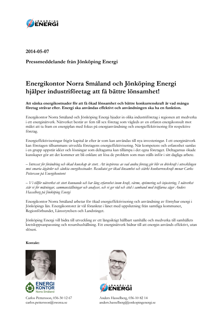 Energikontor Norra Småland och Jönköping Energi hjälper industriföretag att få bättre lönsamhet!