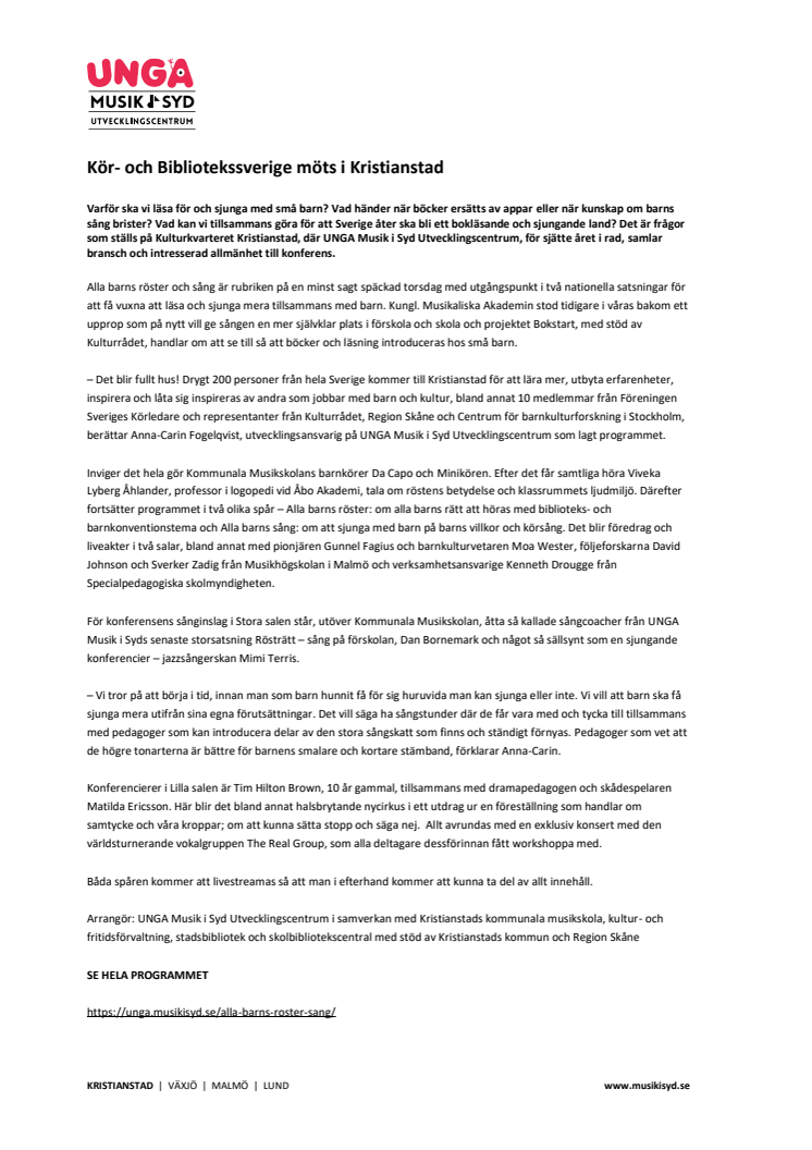 Kör- och Bibliotekssverige möts i Kristianstad